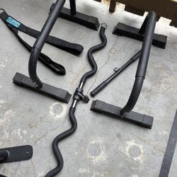 Weights Gym Equipment Stands And Lat Pull Attachments $40 Firm ‼️