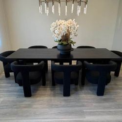 MODERN BOUCLÉ BLACK BRAND NEW DINING SET SAME DAY DELIVERY 