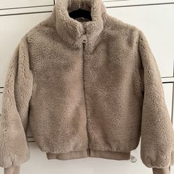 ZARA Faux Fur Bomber Jacket Size 11-12 Kids Or 0-2 Women