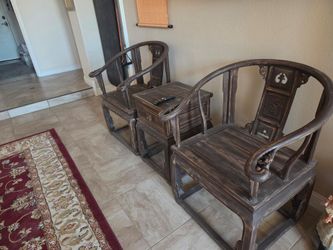 Asian style chairs with side table