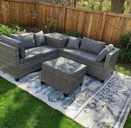 Gray Outdoor L Shape Patio Furniture Storage Set *New*