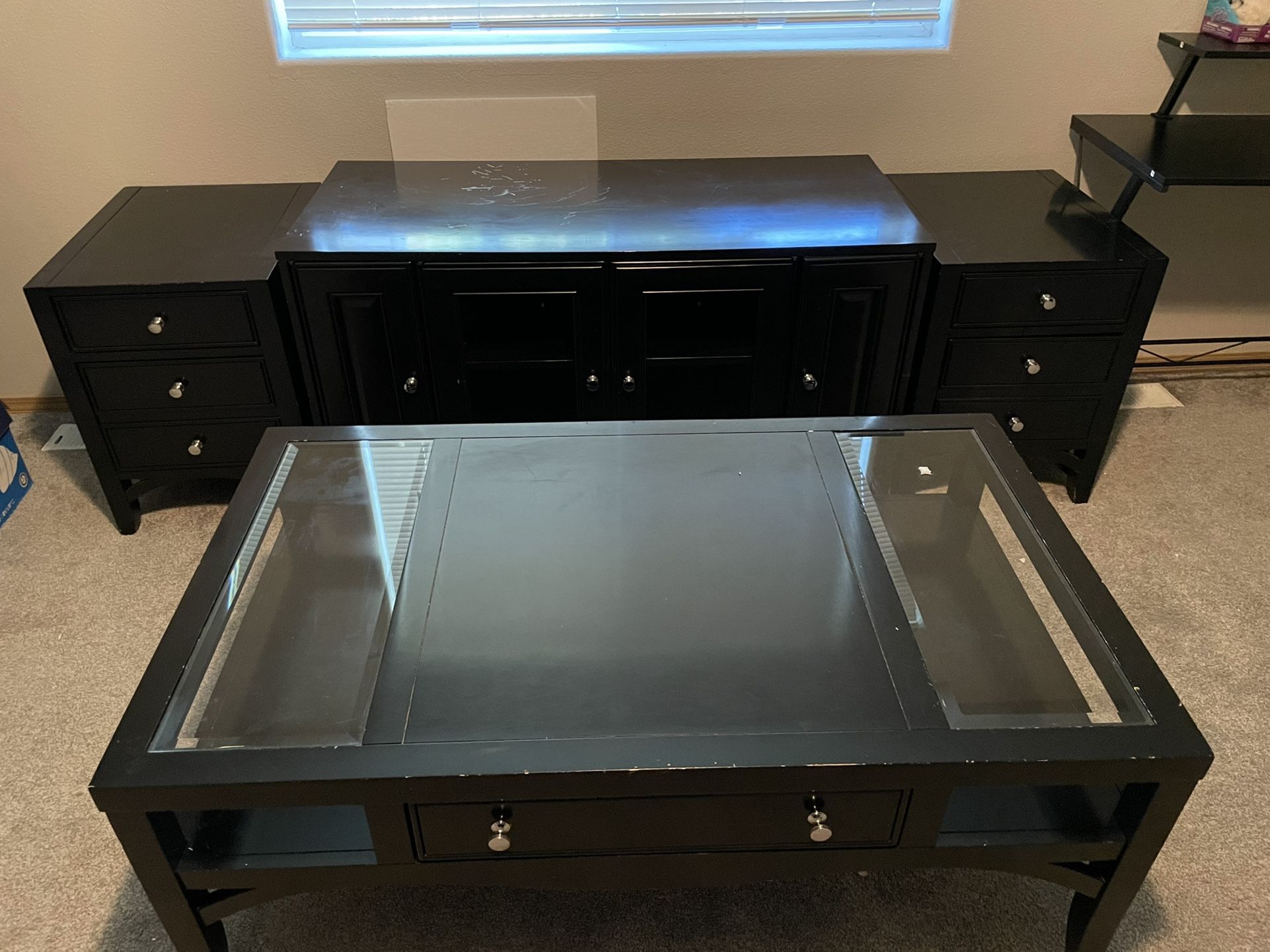 American Signature Furniture TV Stand + Coffee Table + End Tables