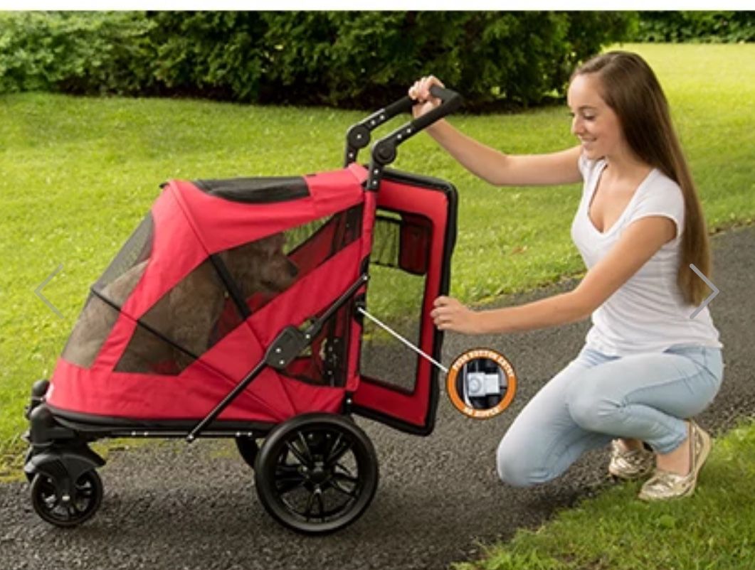 Pet Gear NO-Zip Excursion Pet Stroller with Zipperless, Push-Button, Dual Entry for Single or Multiple Dogs/Cats, Pet Can Easily Walk In And Out, No N