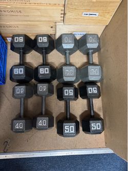 dumbbells (cast iron hexagonal)