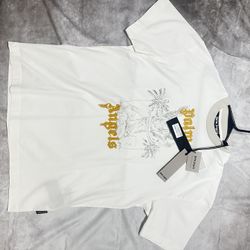 Palm Angels Angel Pencil Tee Logo Men's White Cotton Jersey T-Shirt Size M
