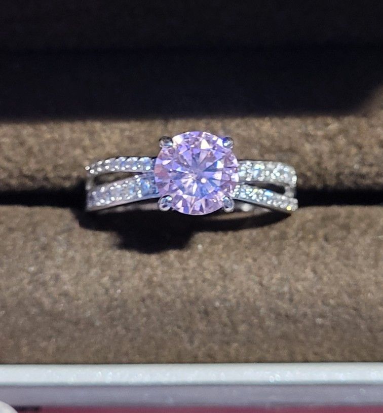 Size 10 New 2ct Pink Stone Ring