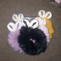 5pcs Girls Bunny Ear Design Hair Tie