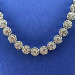 925 Sterling Silver CZ 22” Cluster Necklace 58.40g 7.2mm 205355