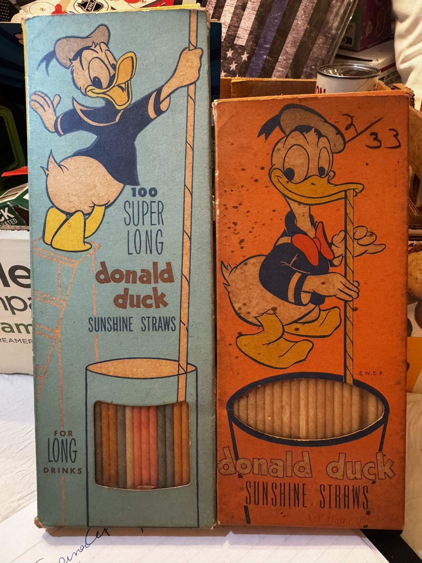 2 Packs Vintage Donald Duck Straws