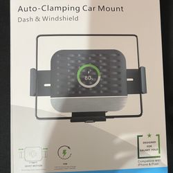 Auto clamping car mount dash and windshield