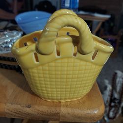 Yellow Basket Plant Holder