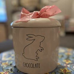Rae Dunn Easter, white bunny, chocolate canister