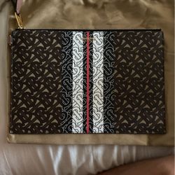 Burberry Monogram Logo Stripe Flat Pouch EC2
