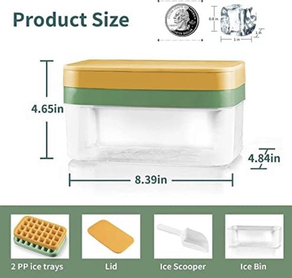 Ice Cube Tray with Lid Ice Bin Ice Scoop