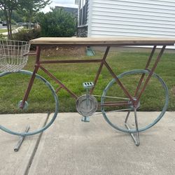 🚲 Bicycle Console Table – Red & Blue Accent Furniture | One of a Kind! 