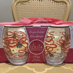 Acrylic stemless wine glasses Christmas Set of 2. 