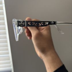 Clear/ Black Chrome Heart Glasses