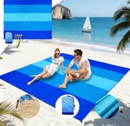 Large Waterproof Outdoor Pocket Blanket Beach Picnic Camping Mat Foldable Blue