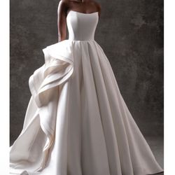 Allure Couture Strapless Ballgown Wedding Dress With Longsleeve Lace Jacket 