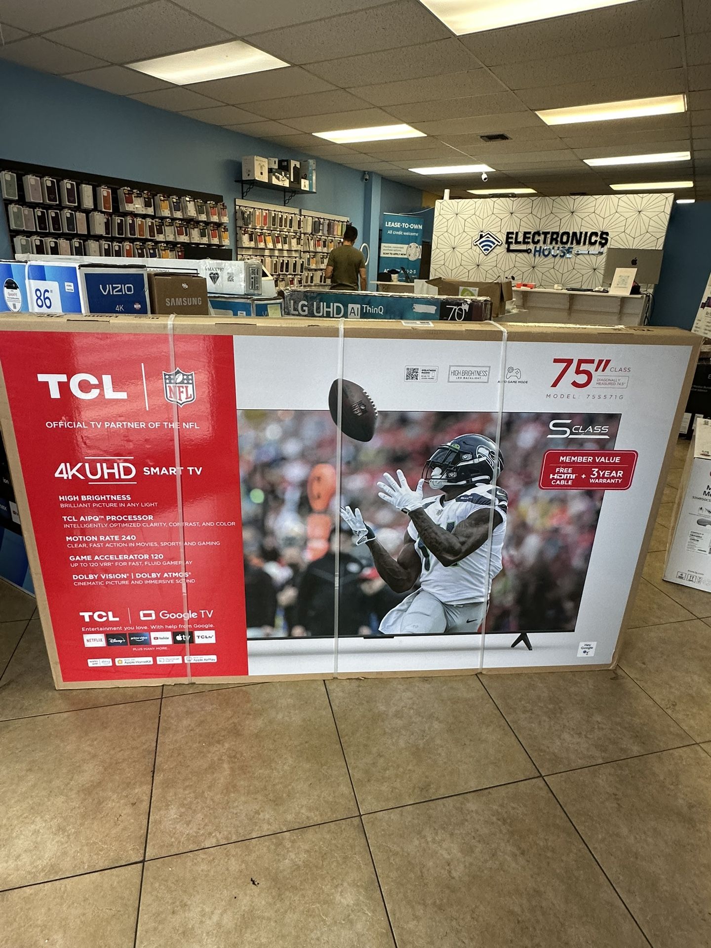 TCL 75inch Google Tv 4K Smart Tv New Alexa Build In