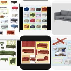 IKEA KARLSTAD Retired Covers NEW-Many Colors, All Original Models-Sofabed,,Corner- 2-& 3- Seat Sofa,Chair,Chaise,Ottoman Footstool COVERS,Legs