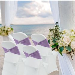 Spandex Chair Sashes Bands 50PCS Stretch Chair Ties Bows with Buckle Slider for Weddi