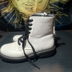 White Kick Ass Boots Size Ten
