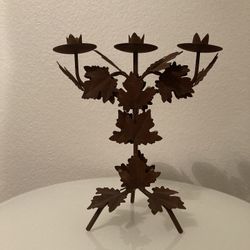 Candelabra Rusty Metal Leaf 3 Arm