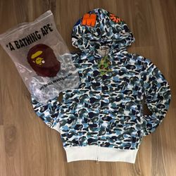 BAPE - Blue Shark Full Zip Hoodie - SIZE M