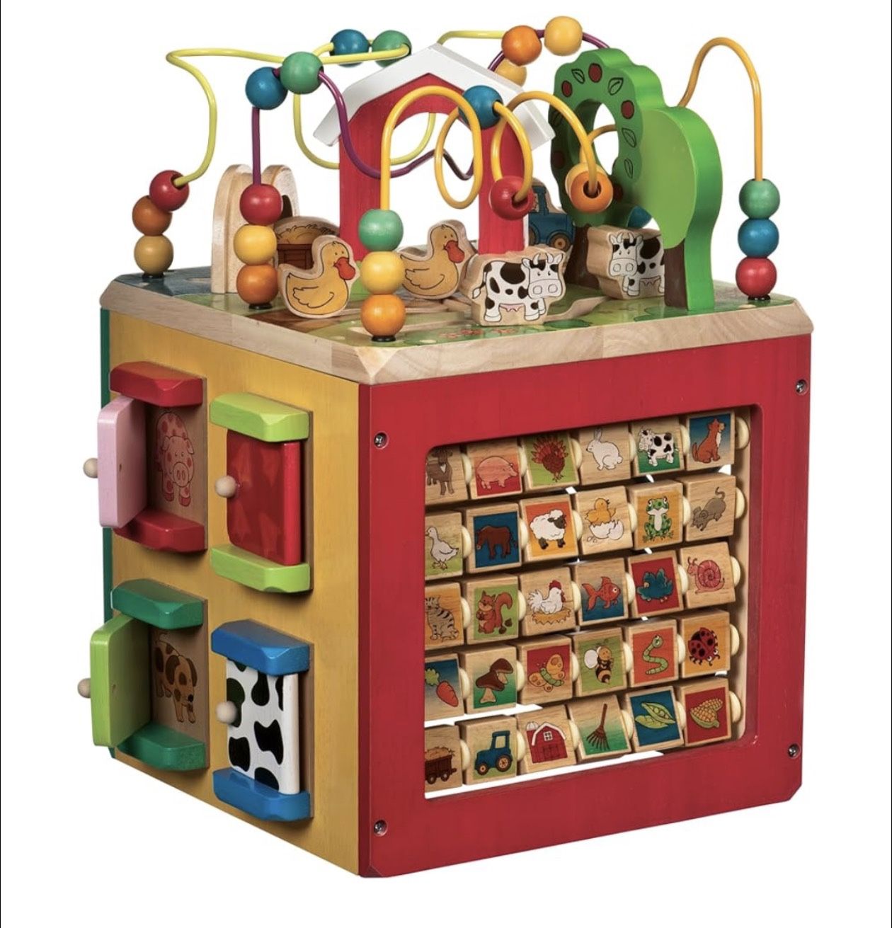 Battat Zany Zoo Activity Cube With Farm Theme – Educational Wooden Toys For Toddlers And Kids – 1 Year +