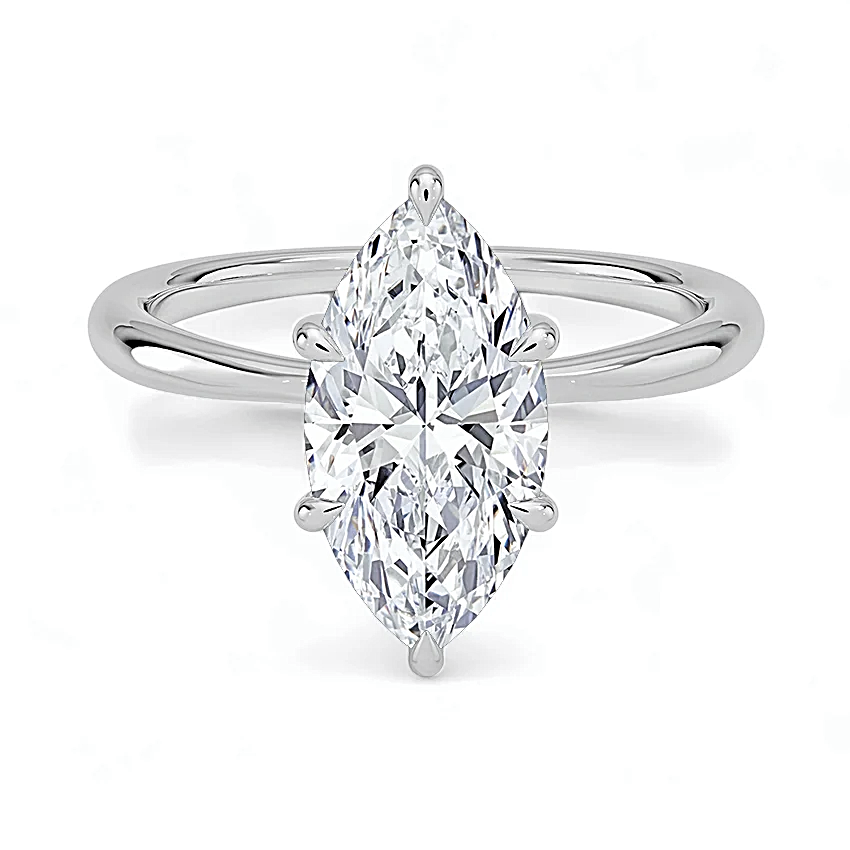 1.00 Carat White Gold Solitaire Engagement Ring with IGI Certified Marquise Cut Lab Grown Diamond.
