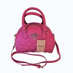 Juicy Couture "Flawless Dome Satchel' Bag in Heart Quilted Pink