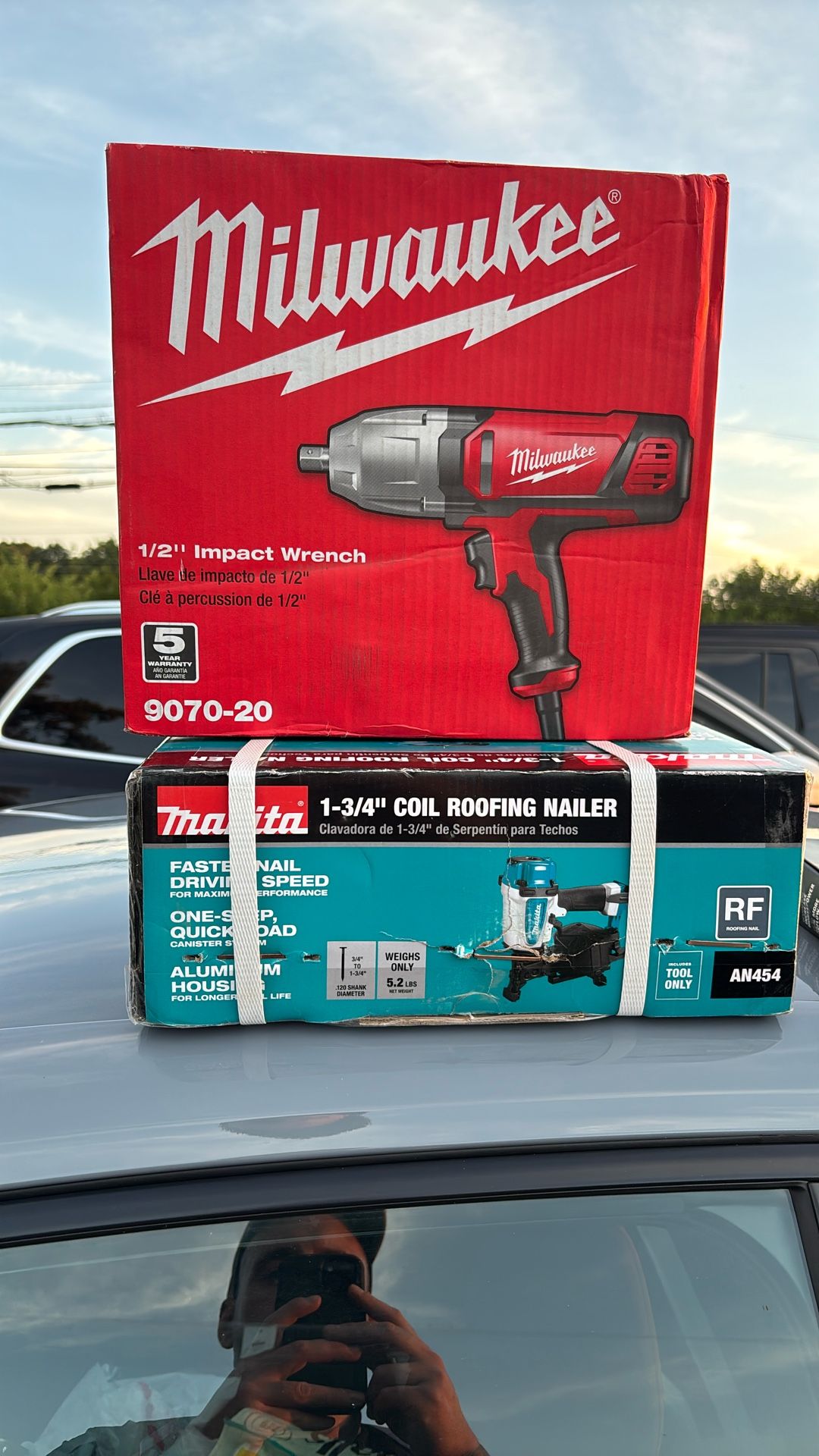 Both For Sale Makita Coil roofing Nailed and Milwaukee 1/2 Inch Impact Wrecnch