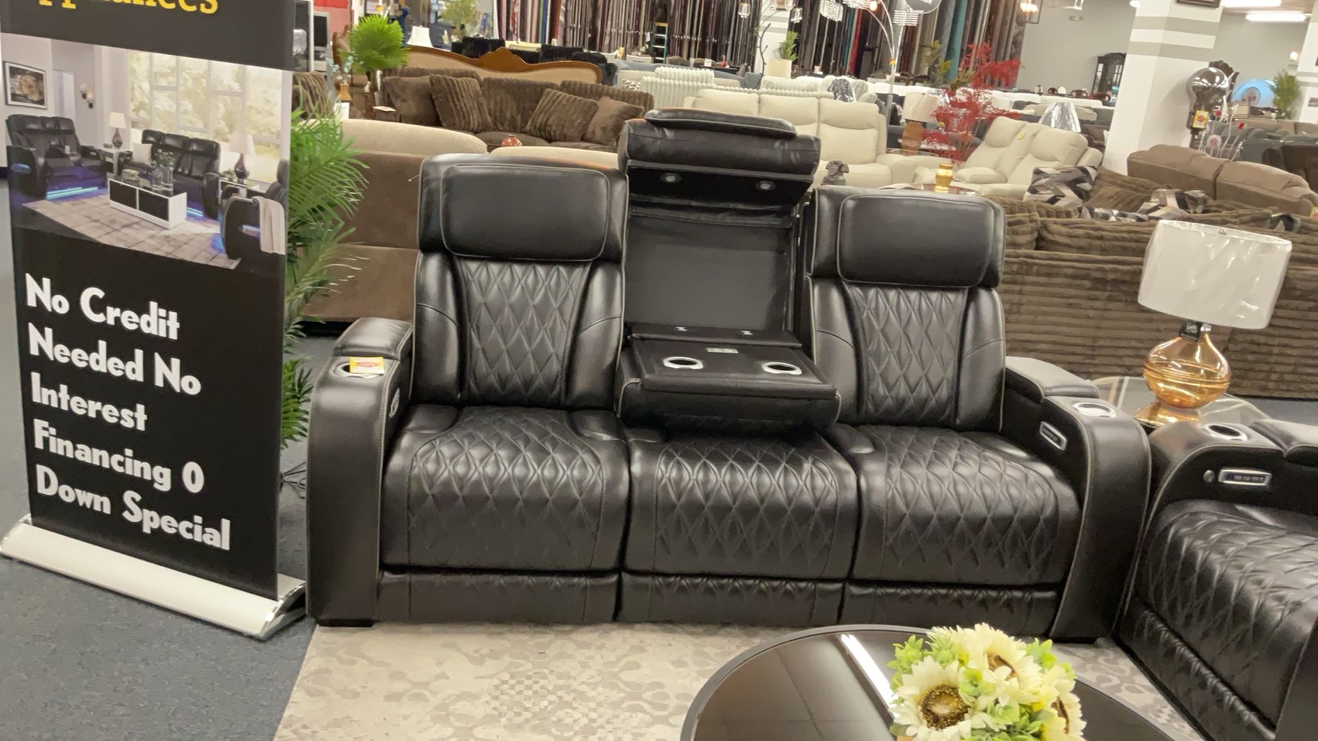 Black Real Leather Electric Reclining Sofa With Air Massage And Heated Seats Was 2499 Now 2299
