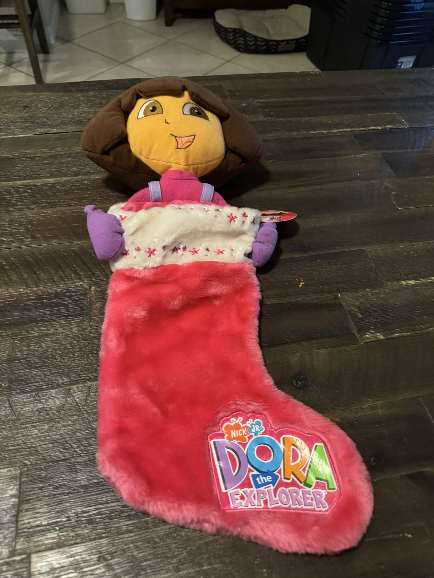 Vintage 2003 Dora the explorer pink Christmas stocking