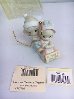 Precious Moments Porcelain Christmas Ornament - Our First Christmas Together - 1999 Annual Edition Holiday Season Collectible Figurine