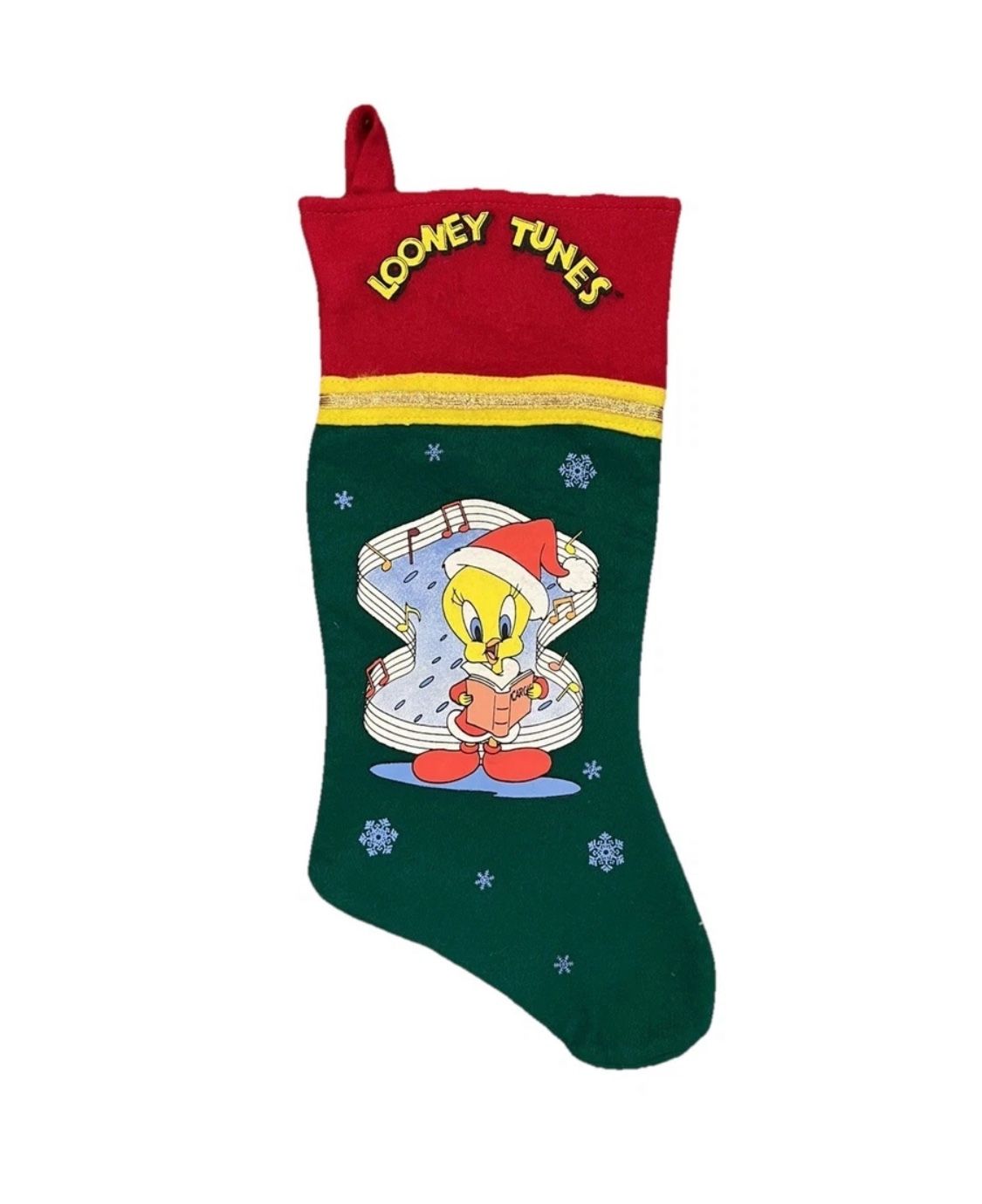 Looney Tunes Tweety Bird Stocking Christmas Holiday Caroling Felt 90s Vintage
