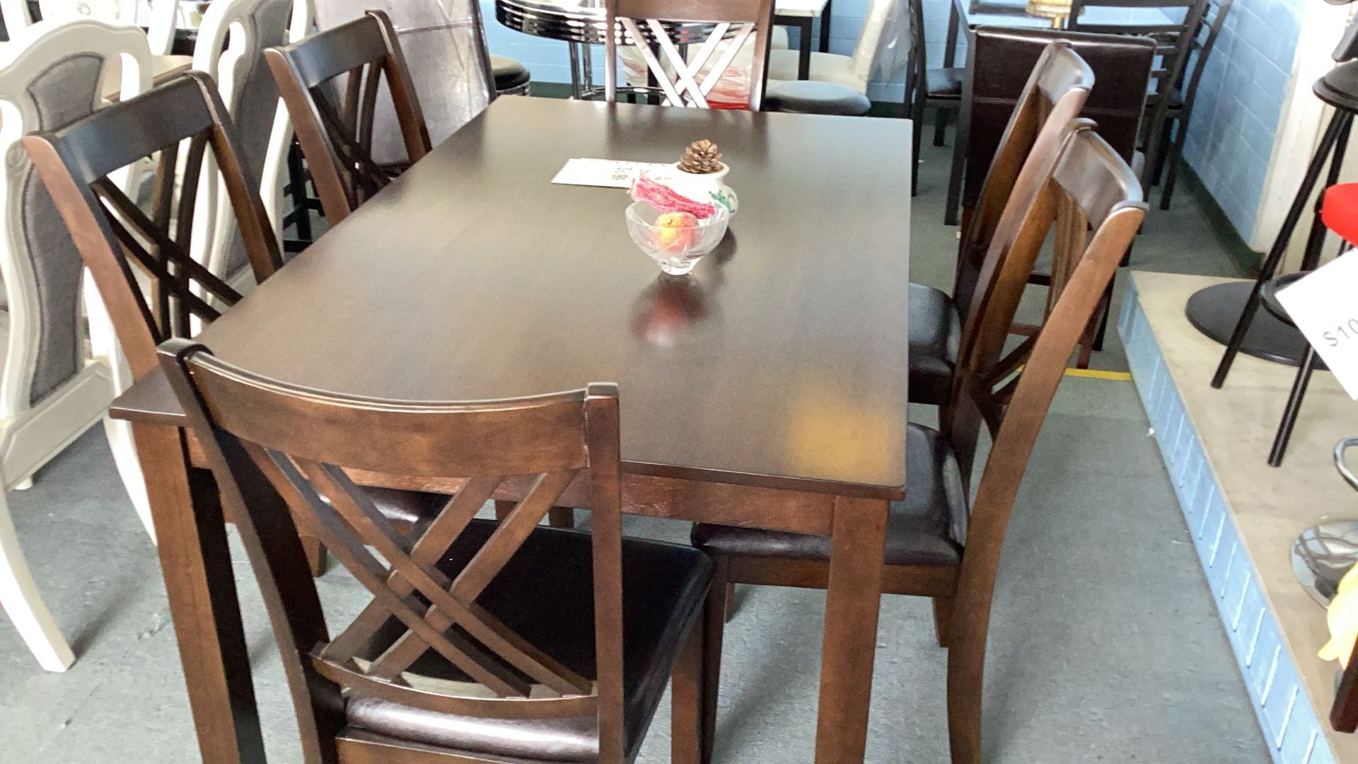 7 Pcs Dark Brown Dining Set