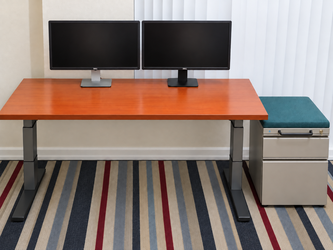 HAT Commercial Standing Desk + 2 Dell Monitors + File Cabinet