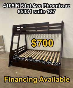 Bunk bed twin over full with drawers brand new