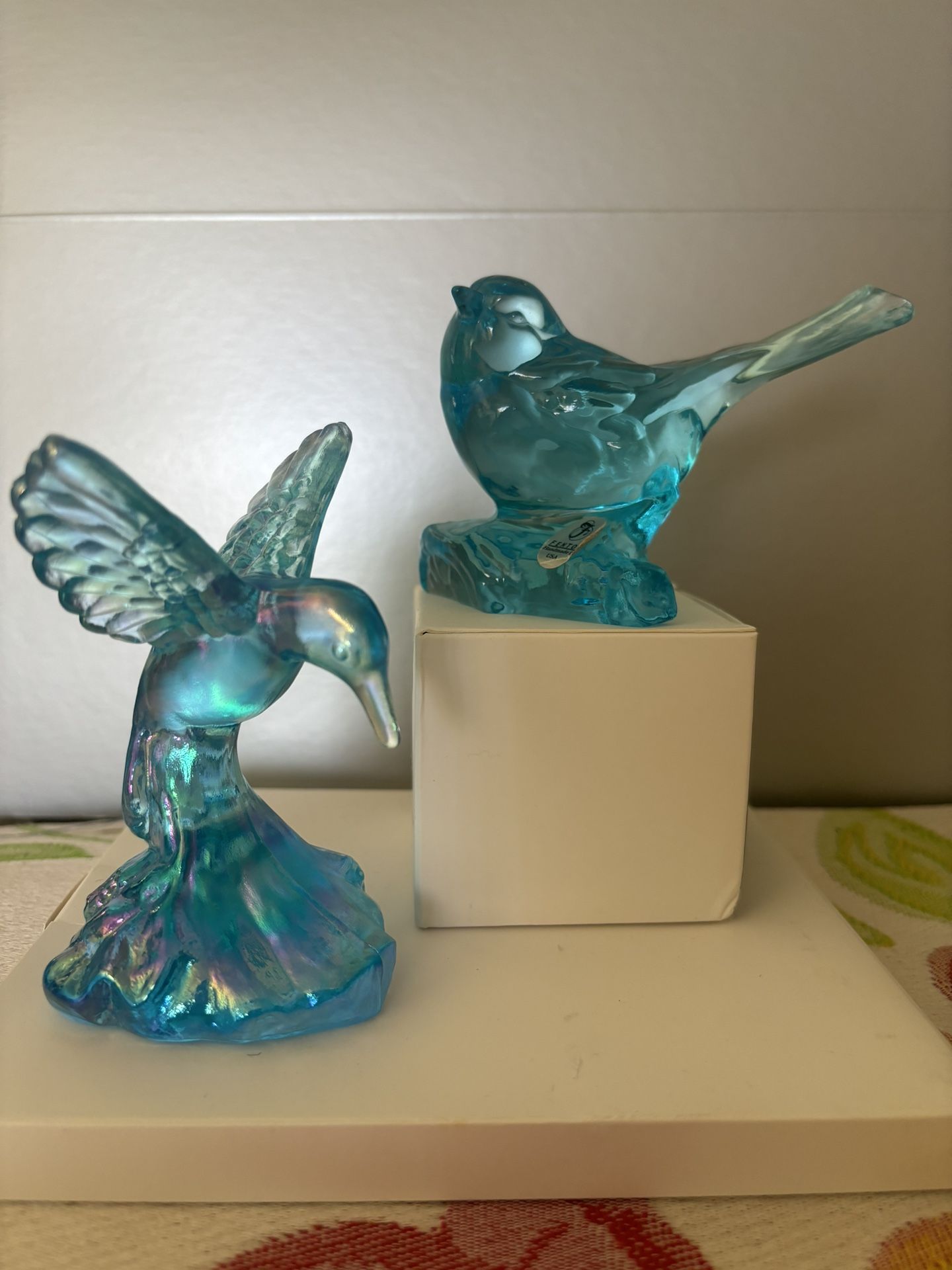FENTON Birds Stamped. Turquoise No Flaws
