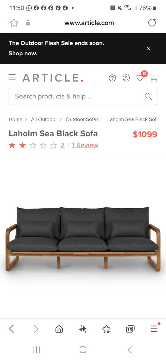 Laholm Black Sofa