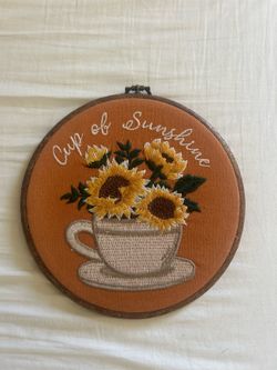 Kitchen decor // sunflower stitchery