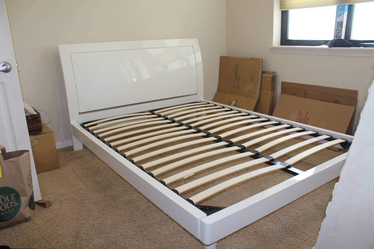 Beautiful White Macy's Queen Bed frame