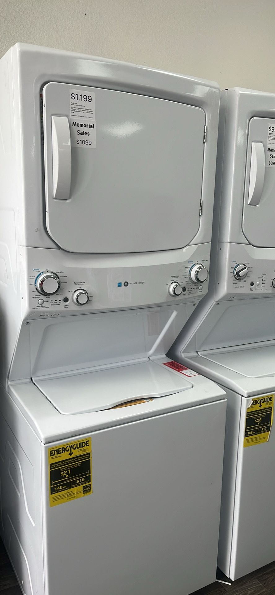 Only $1099 For GE Unitized Spacemaker Of 3.9 Cu Ft Capacity Washer Top & 5.9 Cu Ft capacity Gas Dryer Bottom