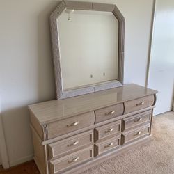 9 Drawer Dresser & Mirror With Matching Bed Backboard for Double Bed 