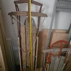Antique Wooden Sleds With Metal Runners