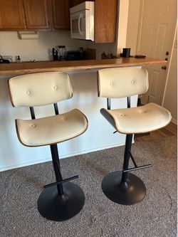 Set of 2 Adjustable Swivel Bar Stools – Modern Design