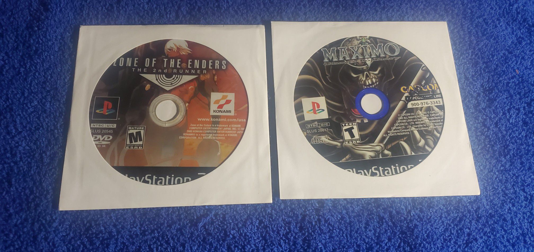 MAXIMO GHOSTS TO GLORY & ZONE OF THE ENDERS 2ND RUNNER PS2 GAME DISC ONLY COMBO