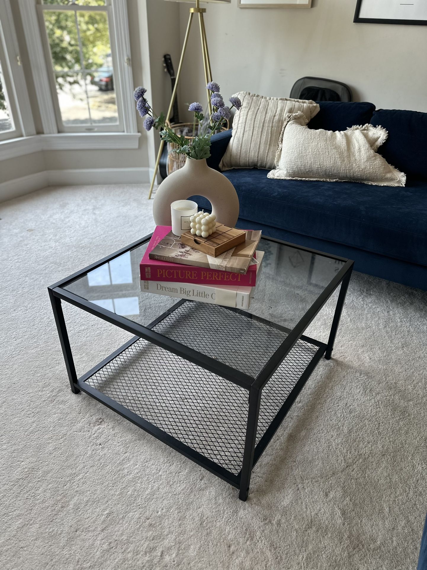 Modern Glass Coffee Table with Storage - Pick Up